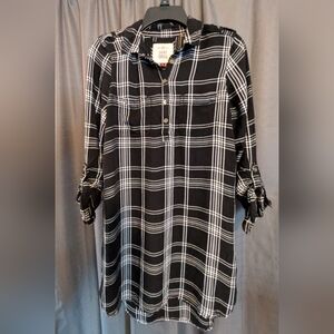So Women's Western/Cowboy  Black/White Plaid Shirt Dress. Sz. M